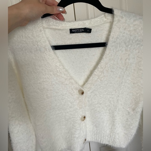 Nasty Gal Feather Cuff Cardigan size Small - Picture 5 of 5